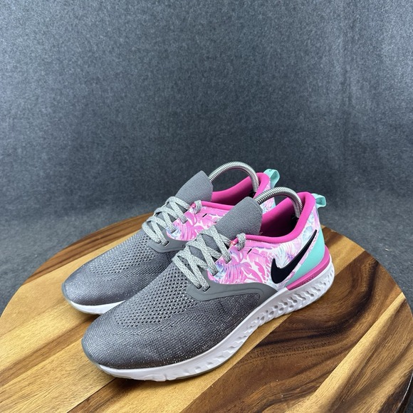 Nike Odyssey React 2 Flyknit Womens Running Shoes Size 10 Gray Pink CI7578-001 - Picture 6 of 11